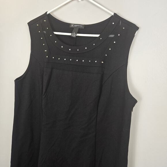 INC Black Studded Neckline Sheath Dress PLUS 2X Moto Goth Side Zip WHIMSIGOTH - Picture 2 of 8